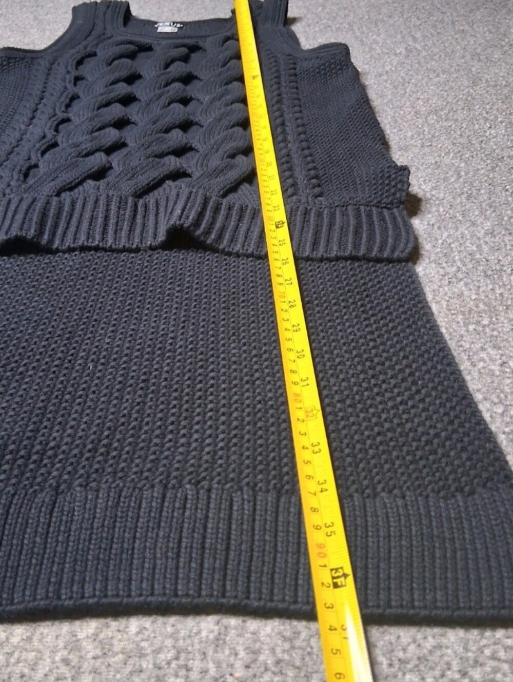 VENUS Womens Black Cable Knit Sleeveless Hi-Low Tunic Sweater M - Picture 9 of 14
